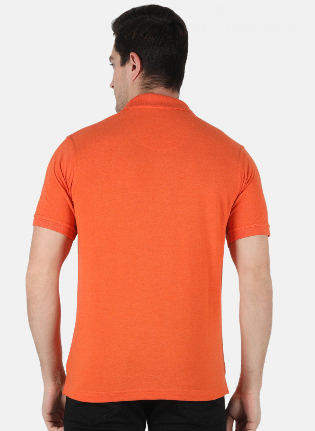 Men Orange Plain T-Shirt