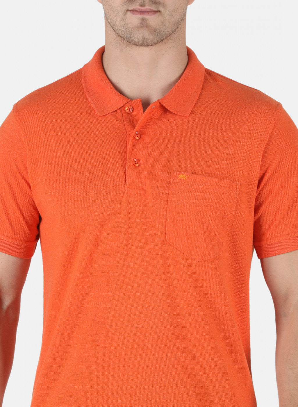 Men Orange Plain T-Shirt