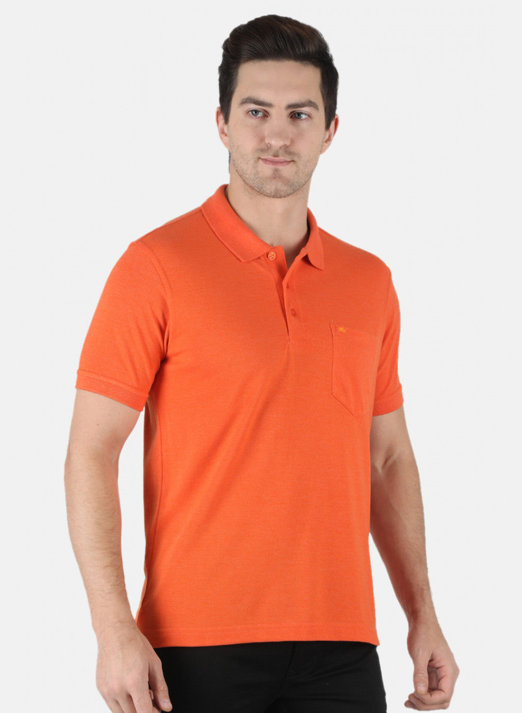 Men Orange Plain T-Shirt