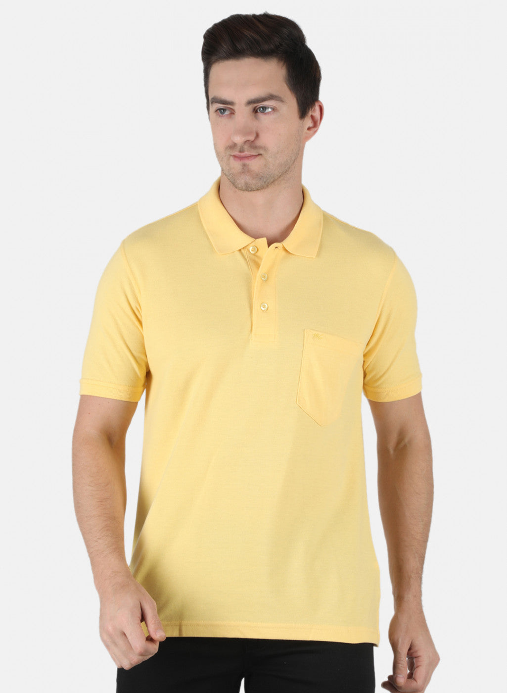 Men Yellow Plain T-Shirt