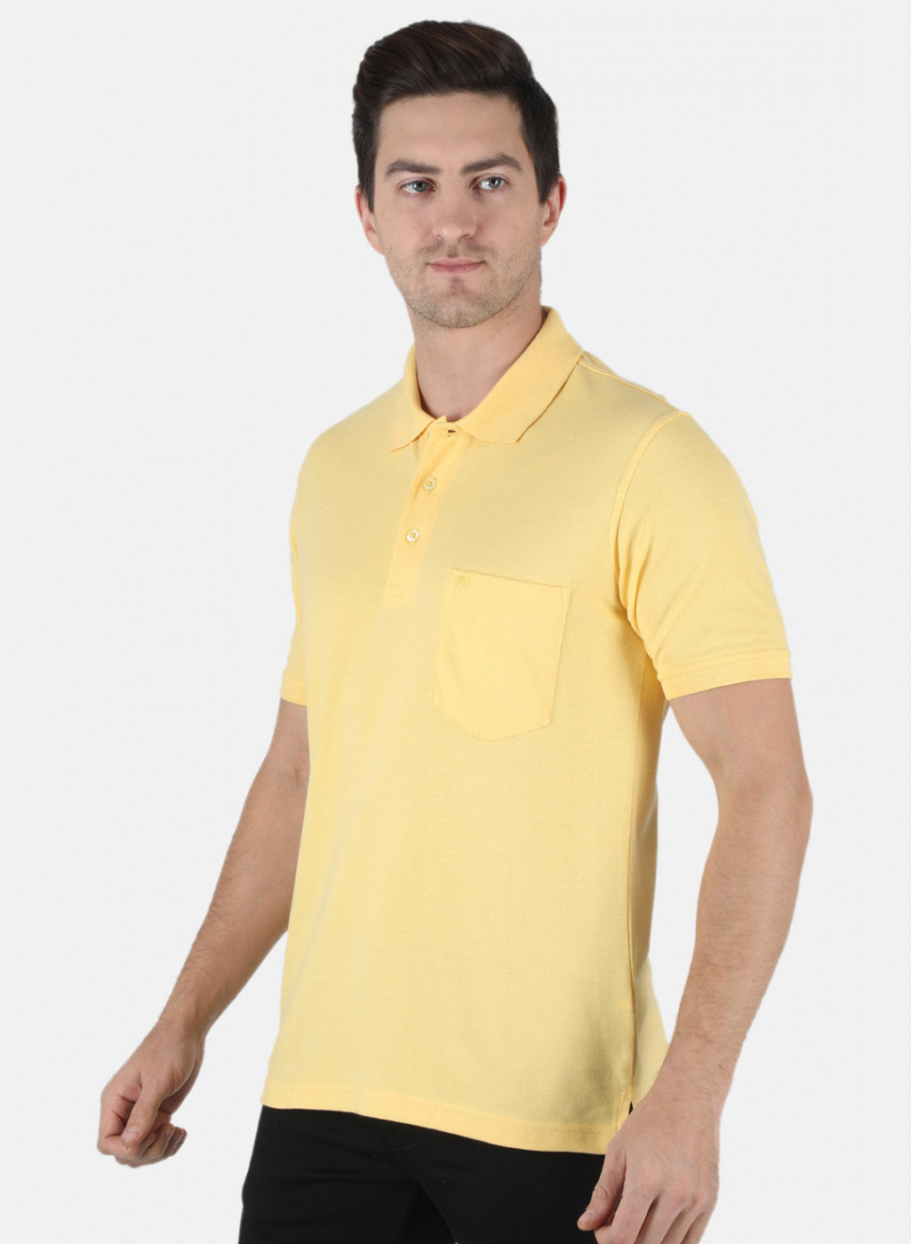 Men Yellow Plain T-Shirt