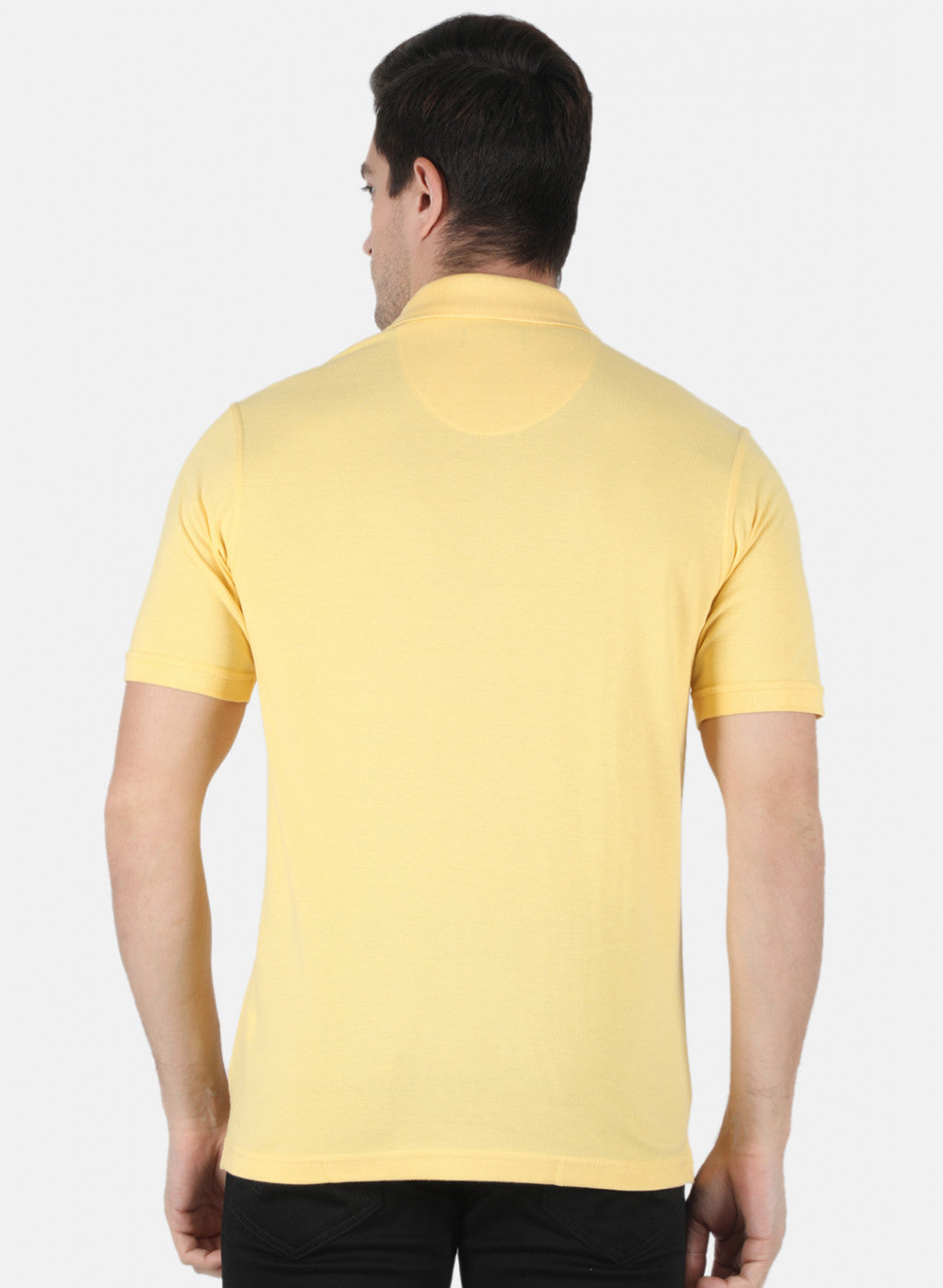 Men Yellow Plain T-Shirt