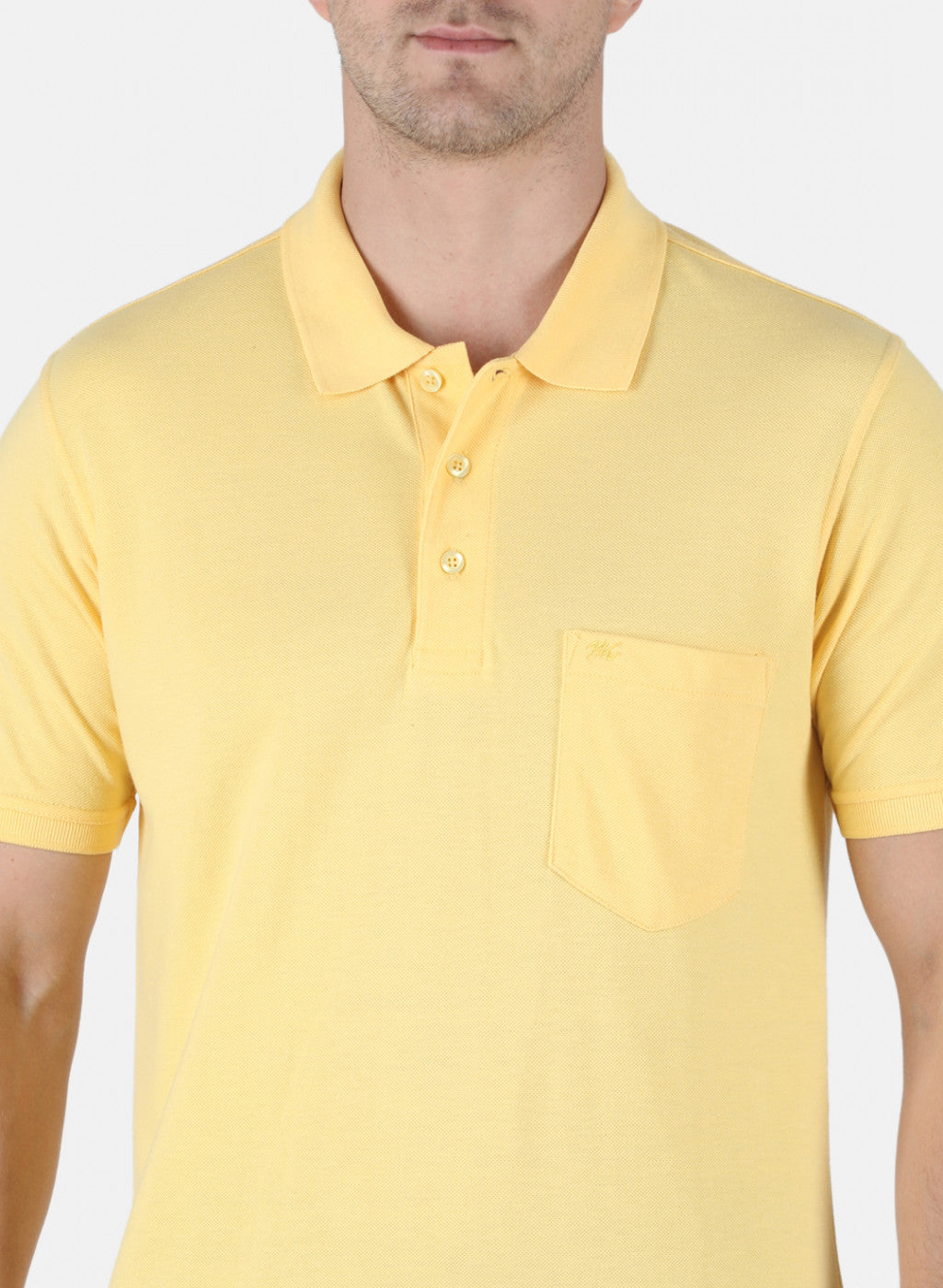 Men Yellow Plain T-Shirt