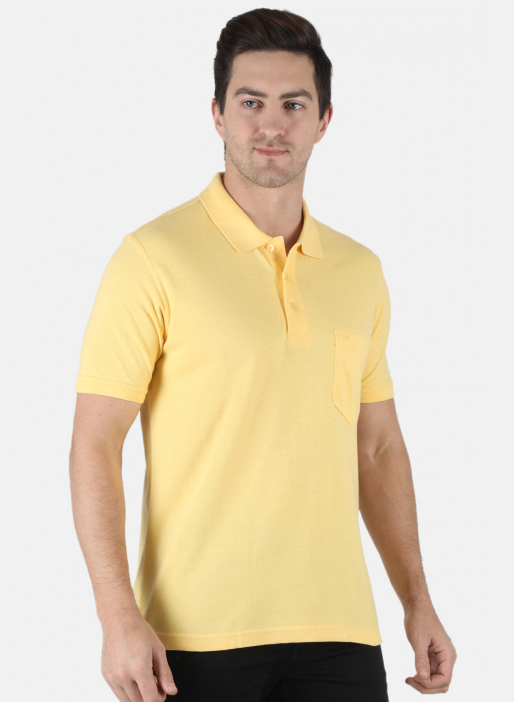 Men Yellow Plain T-Shirt