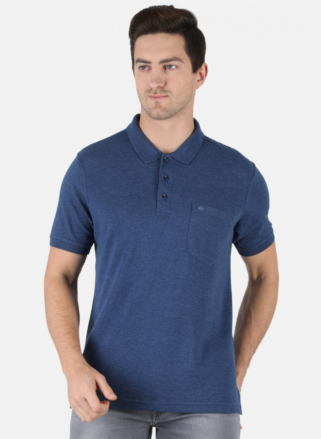 Men Blue Plain T-Shirt