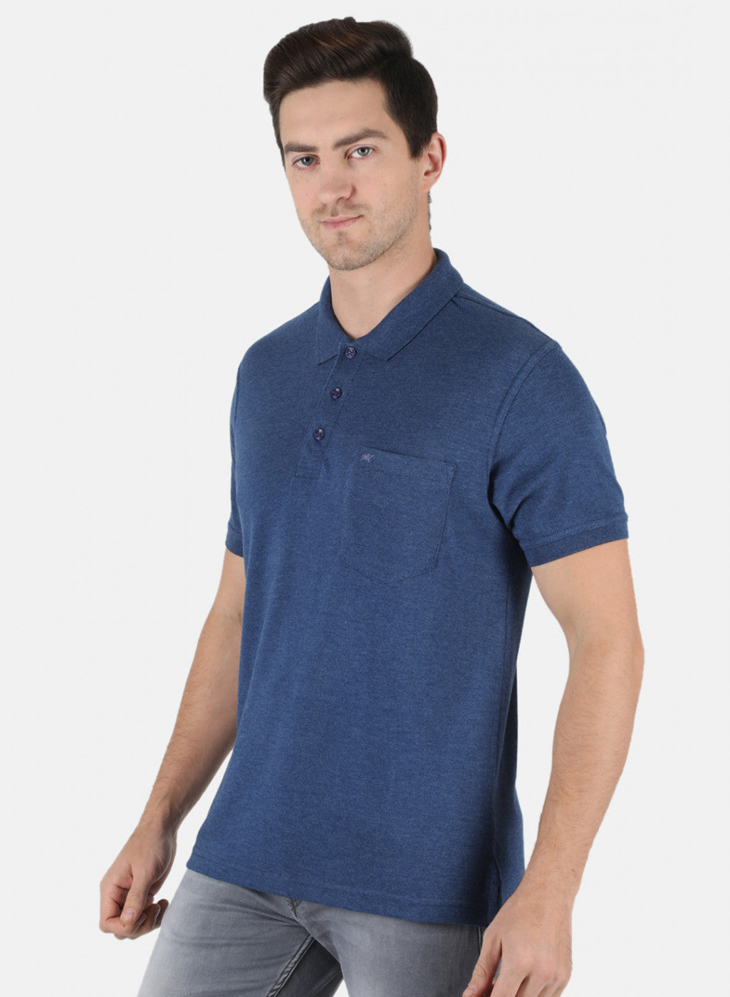 Men Blue Plain T-Shirt