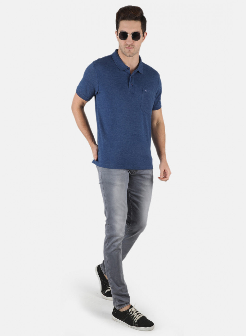 Men Blue Plain T-Shirt