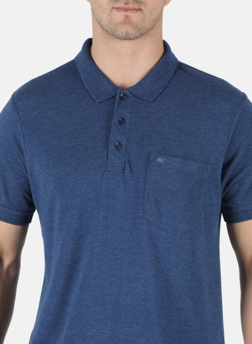 Men Blue Plain T-Shirt