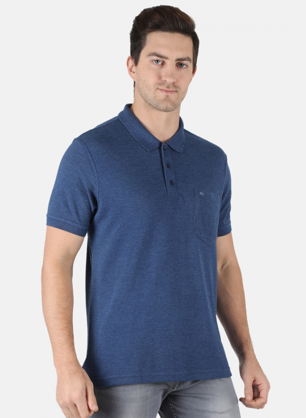 Men Blue Plain T-Shirt