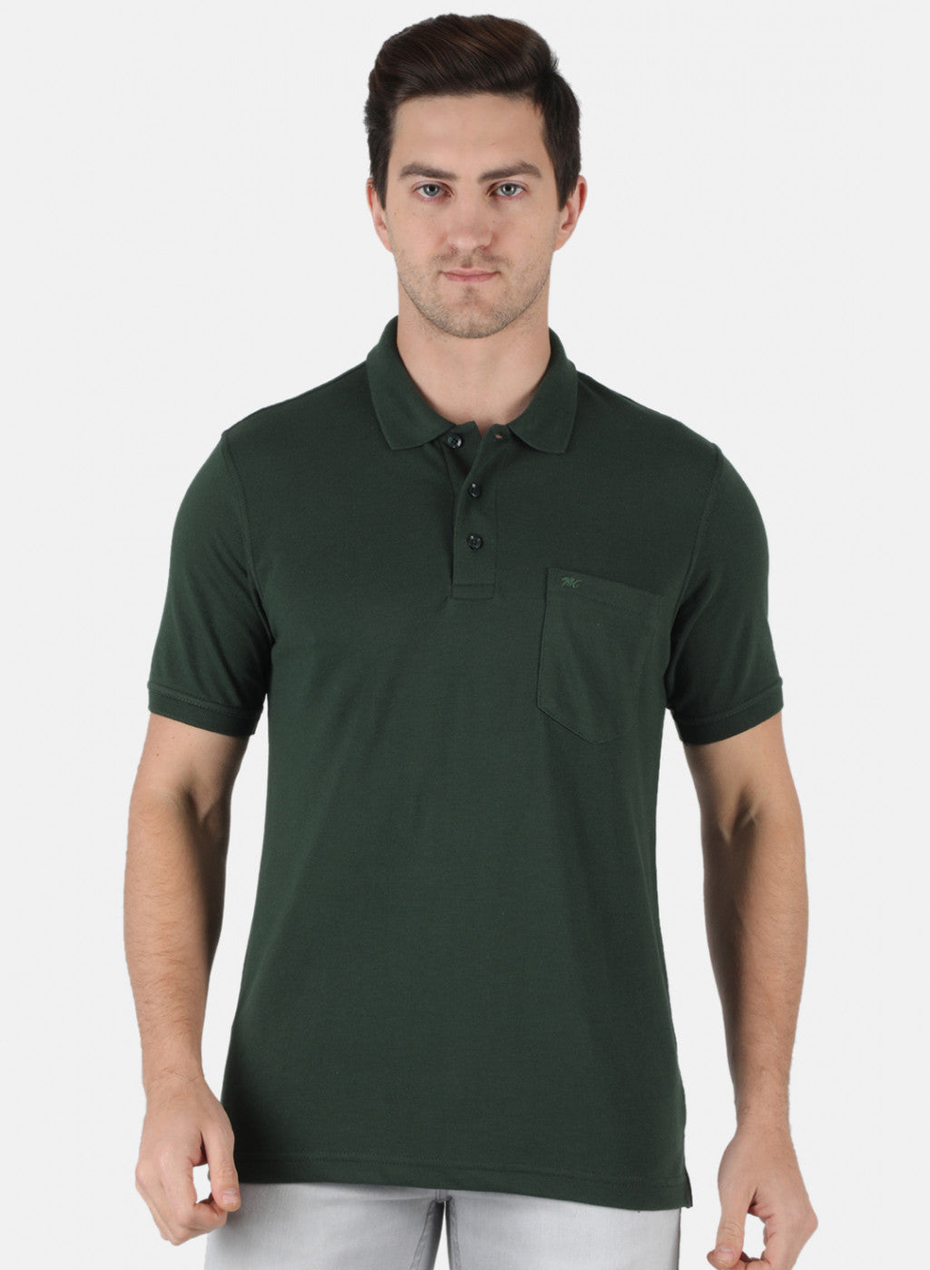 Men Green Plain T-Shirt