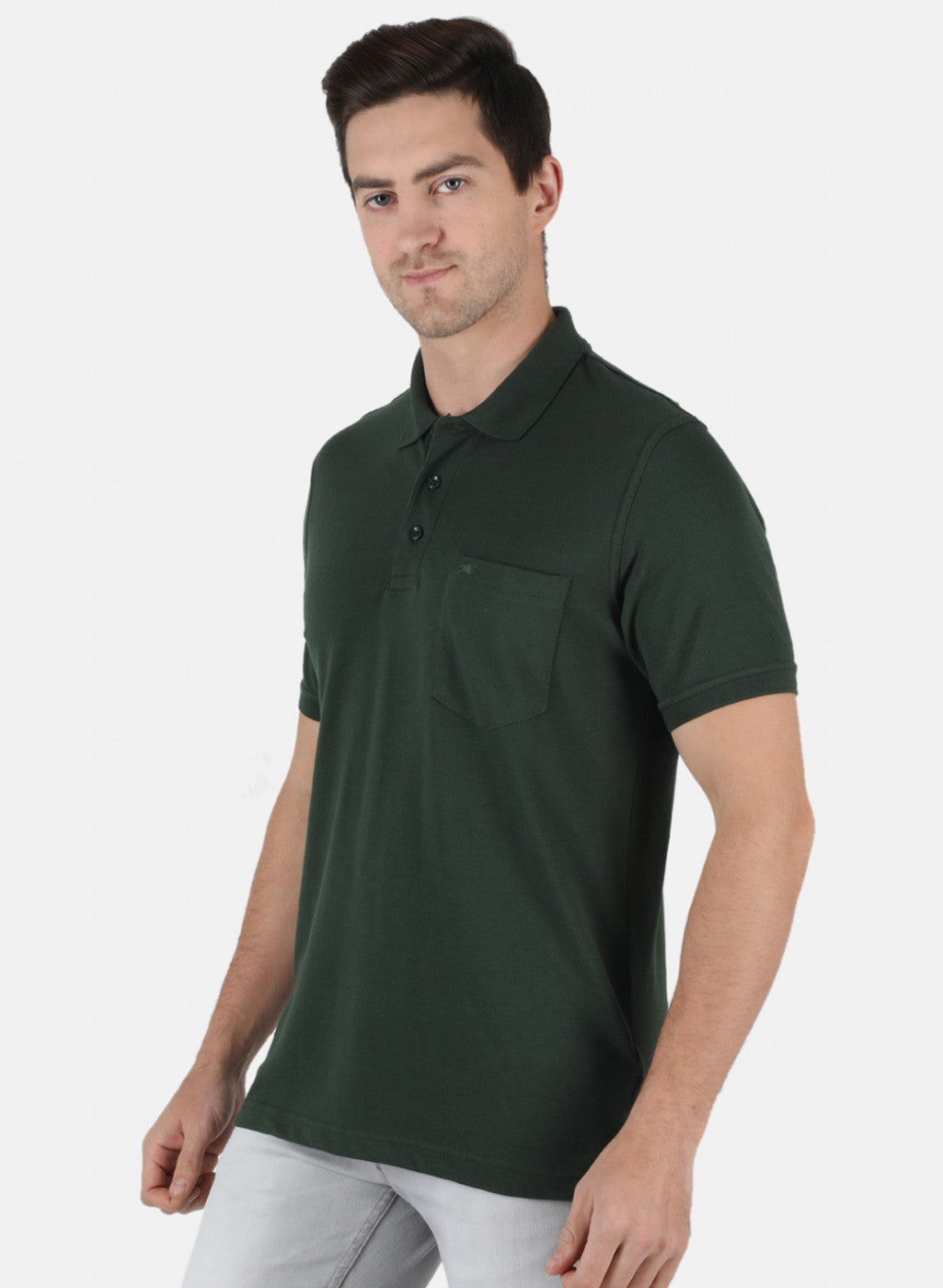 Men Green Plain T-Shirt