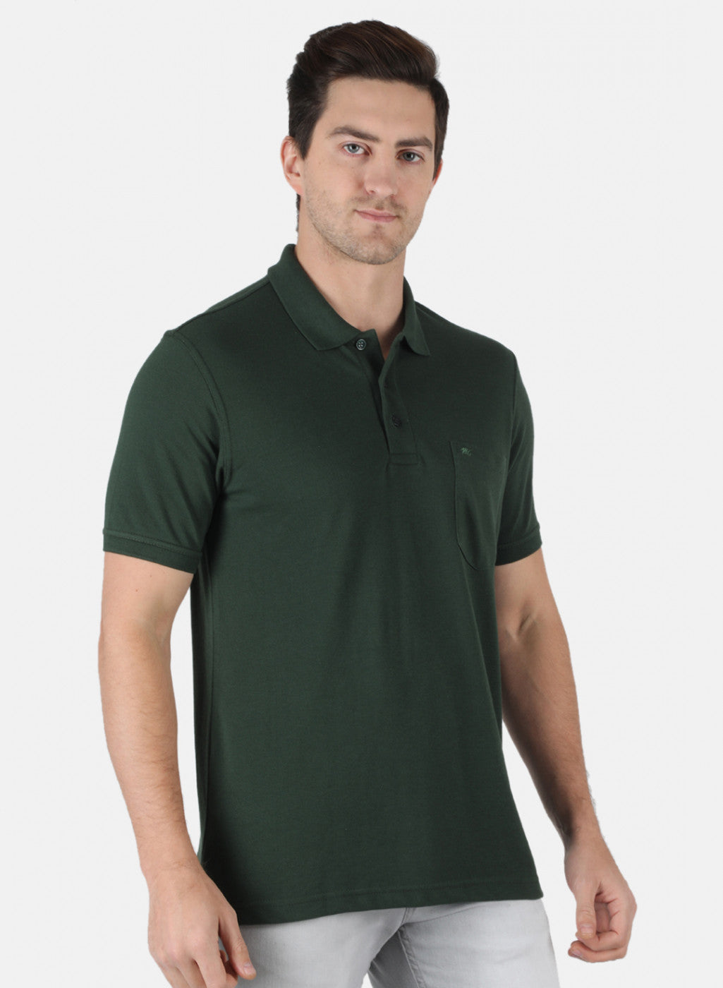 Men Green Plain T-Shirt