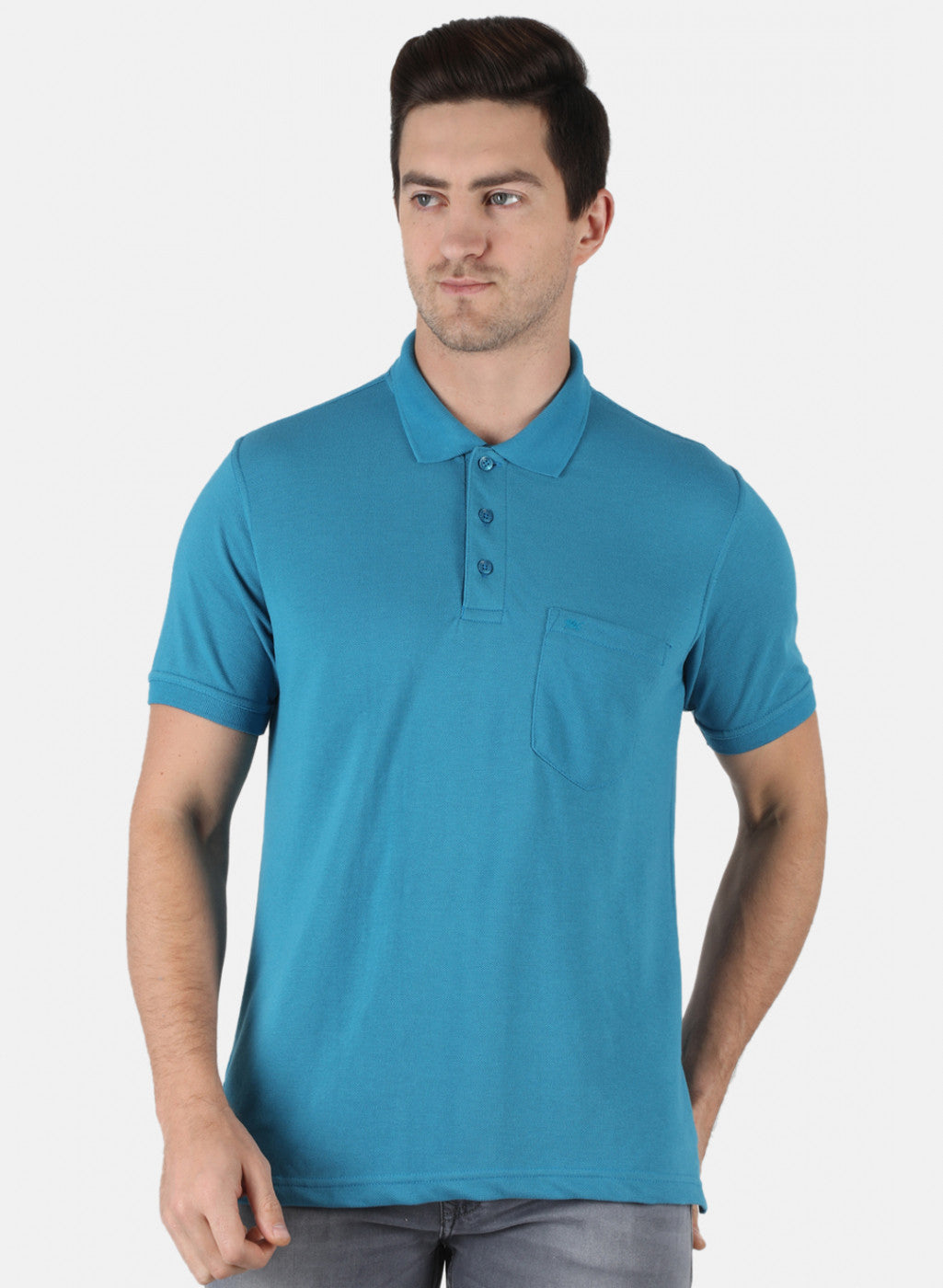 Men Blue Plain T-Shirt