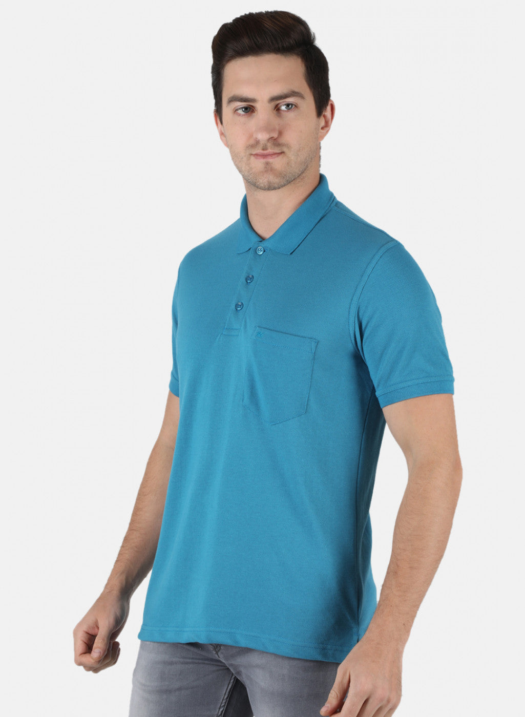 Men Blue Plain T-Shirt