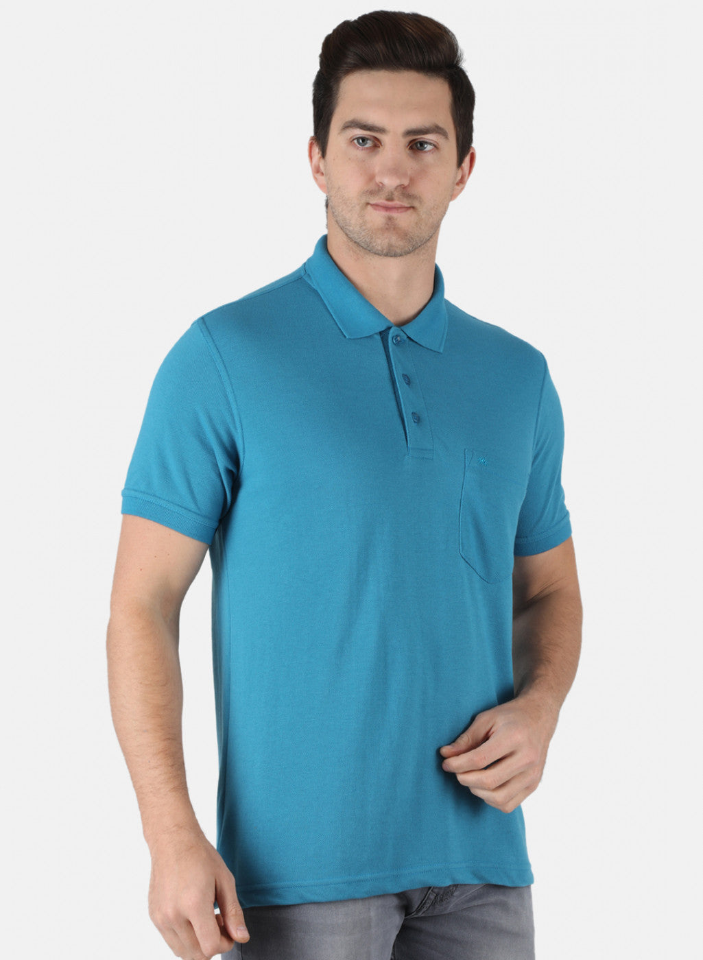 Men Blue Plain T-Shirt