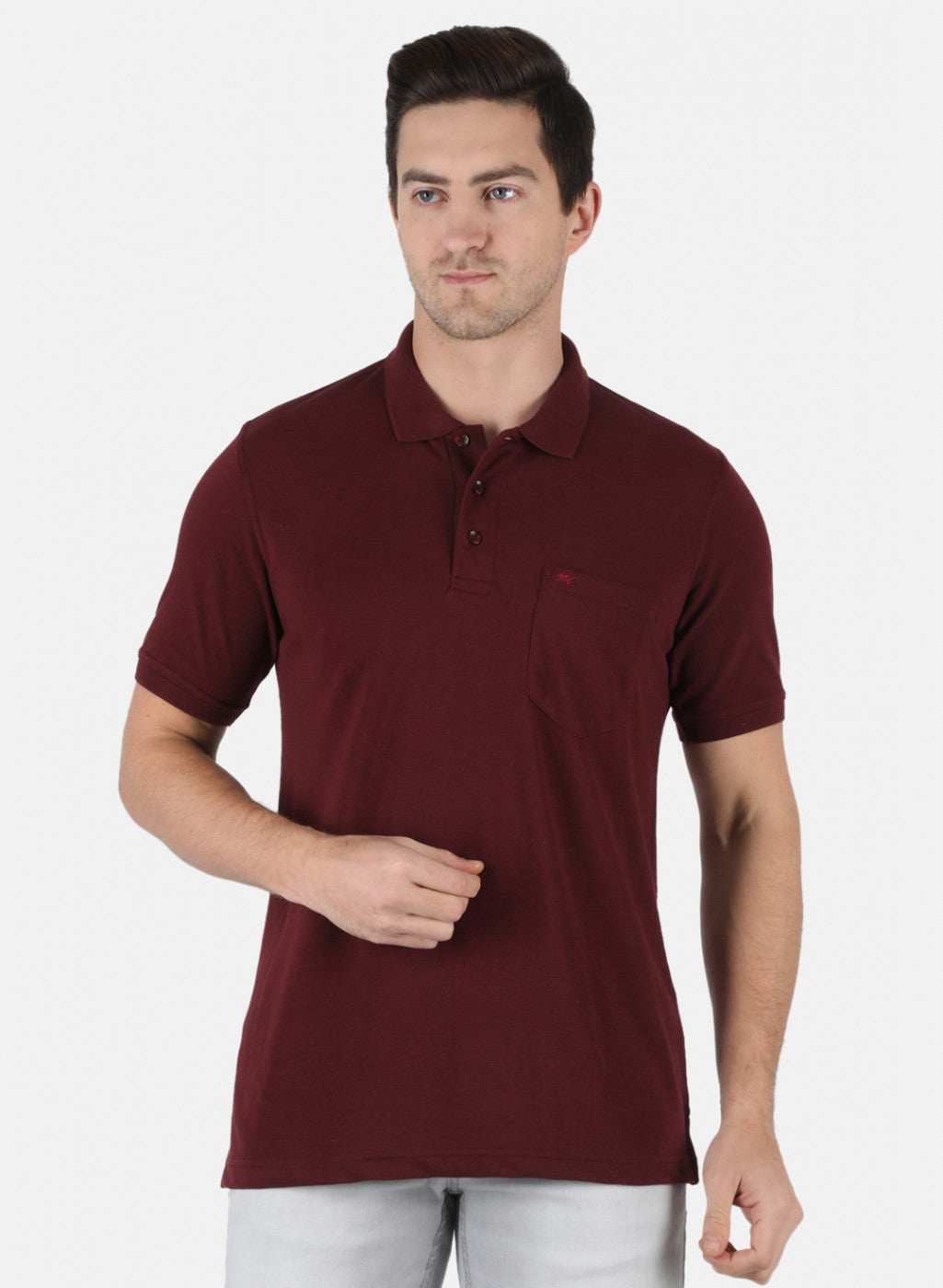 Men Maroon Plain T-Shirt