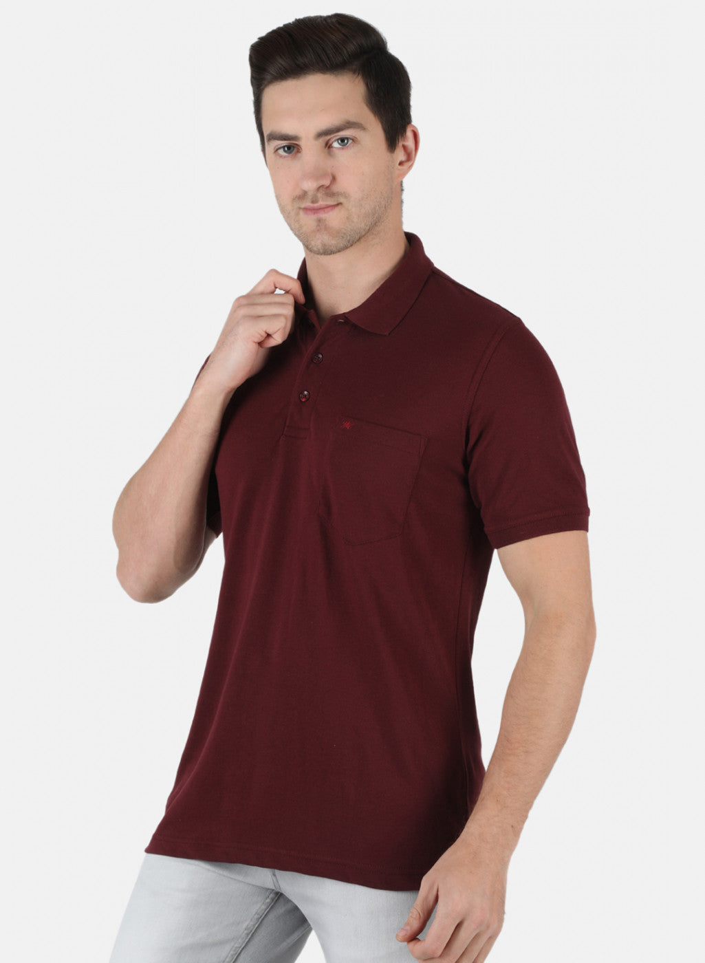 Men Maroon Plain T-Shirt