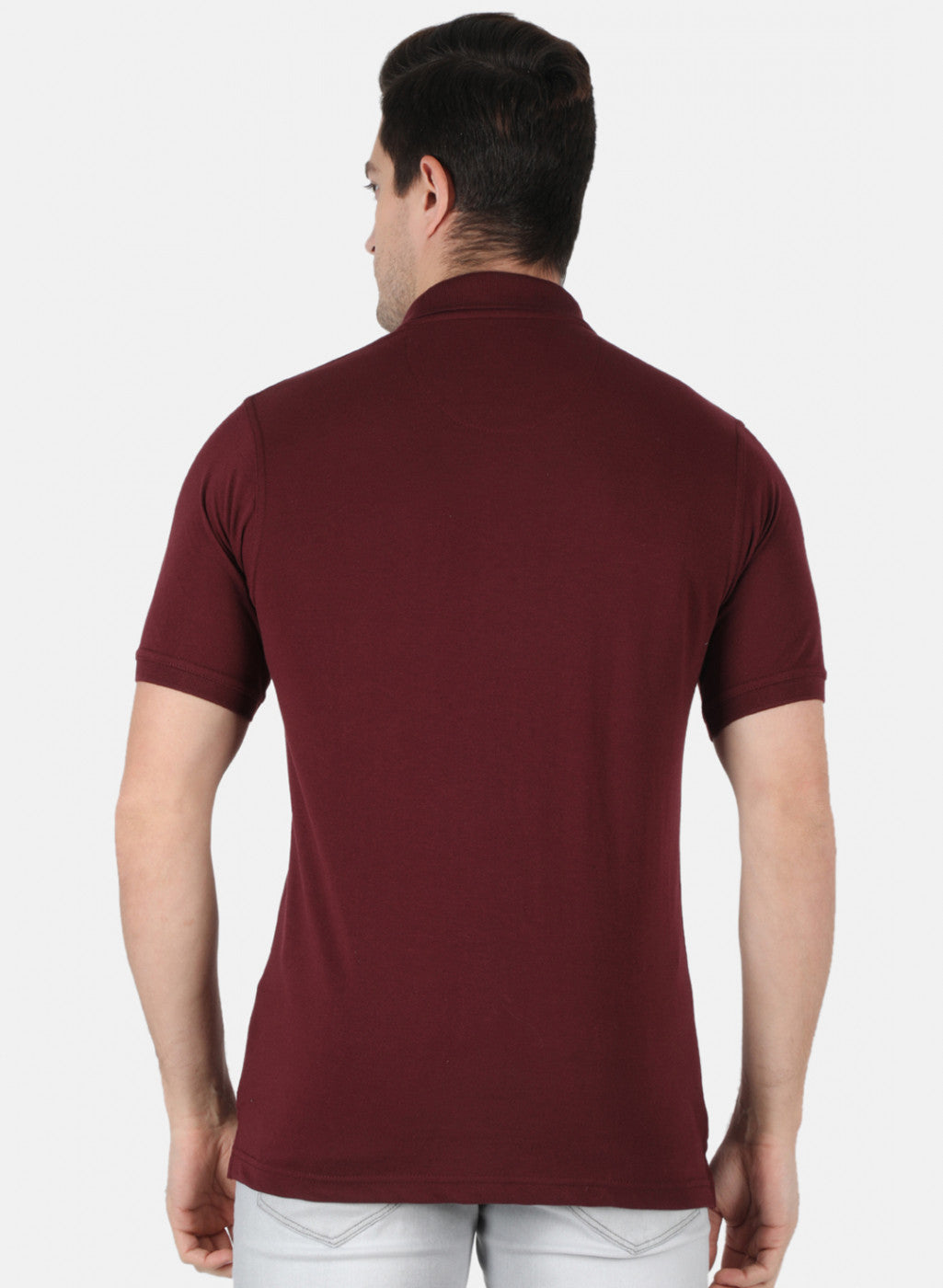 Men Maroon Plain T-Shirt