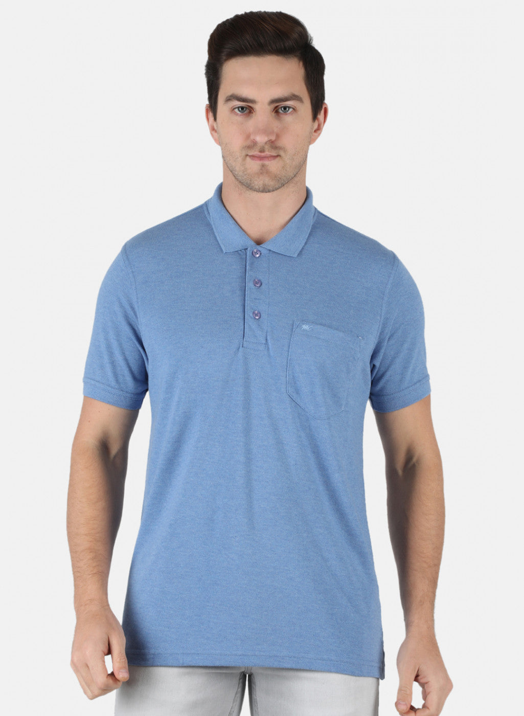 Men Blue Plain T-Shirt