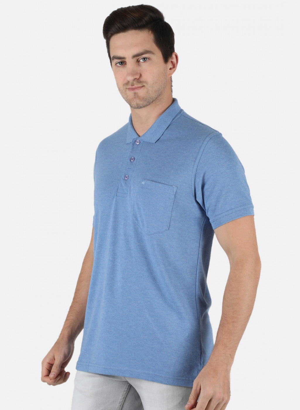 Men Blue Plain T-Shirt