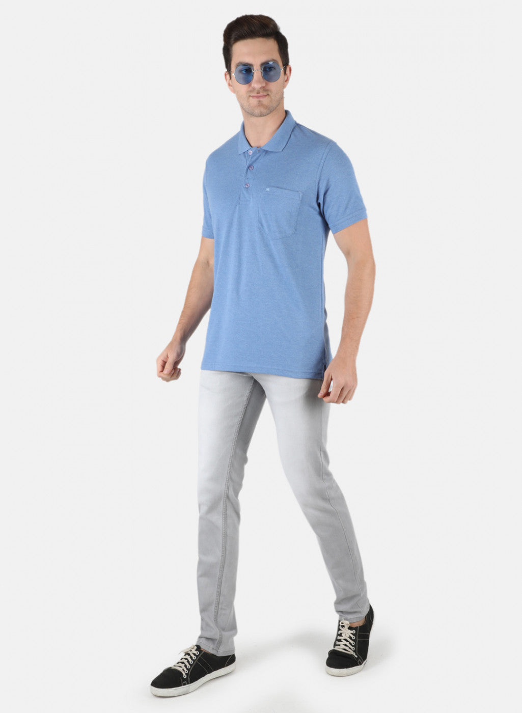 Men Blue Plain T-Shirt