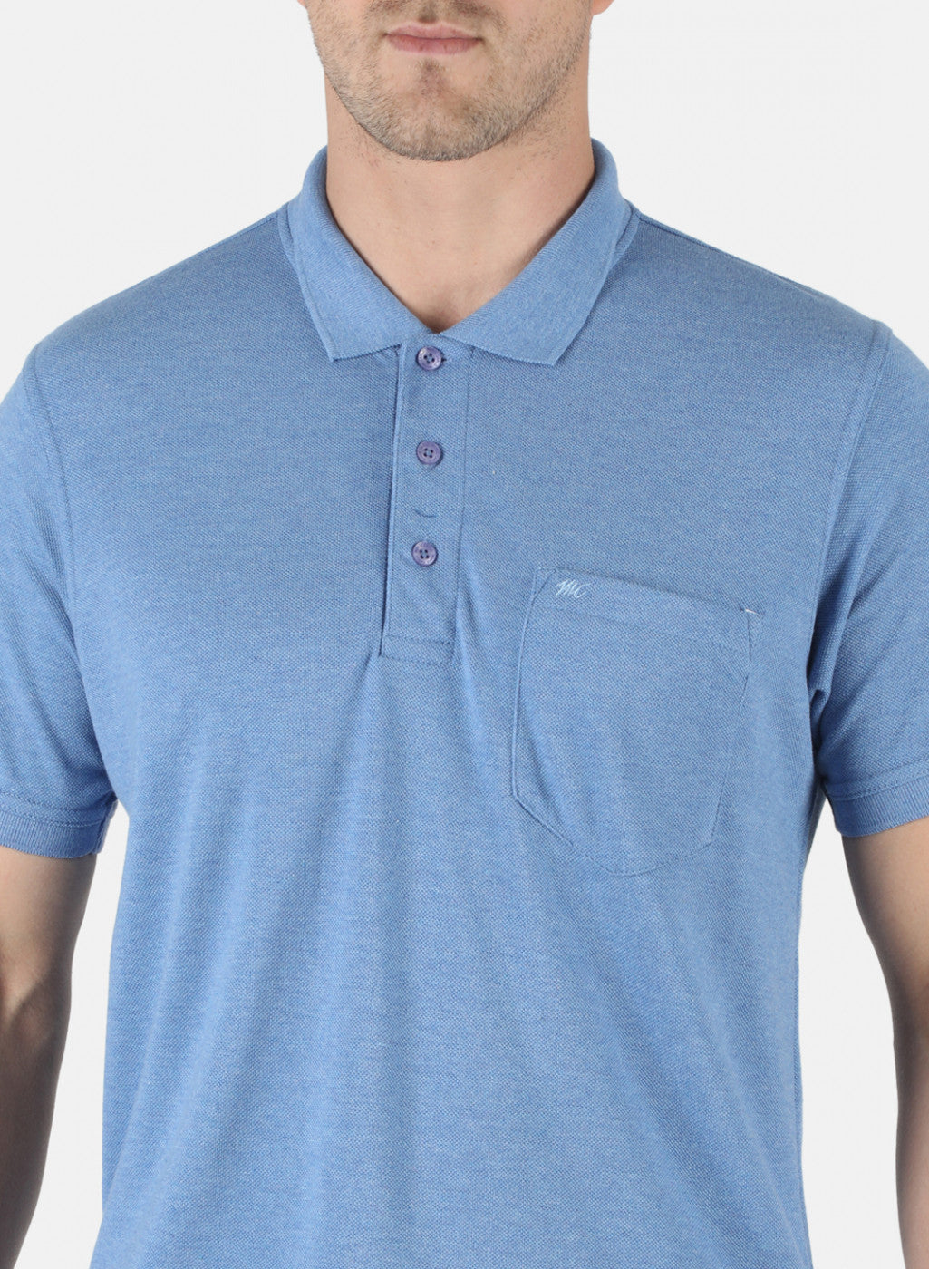 Men Blue Plain T-Shirt