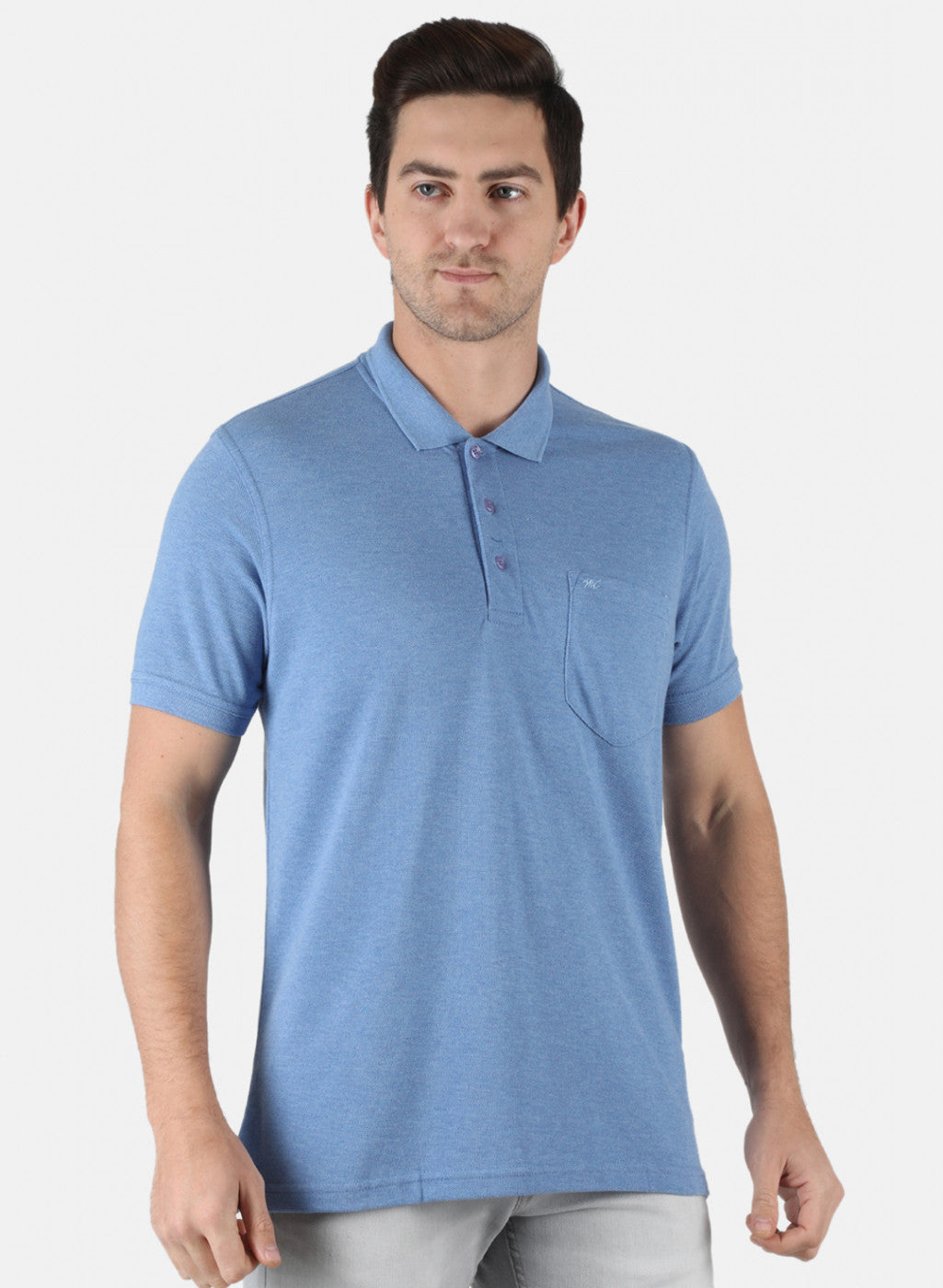 Men Blue Plain T-Shirt