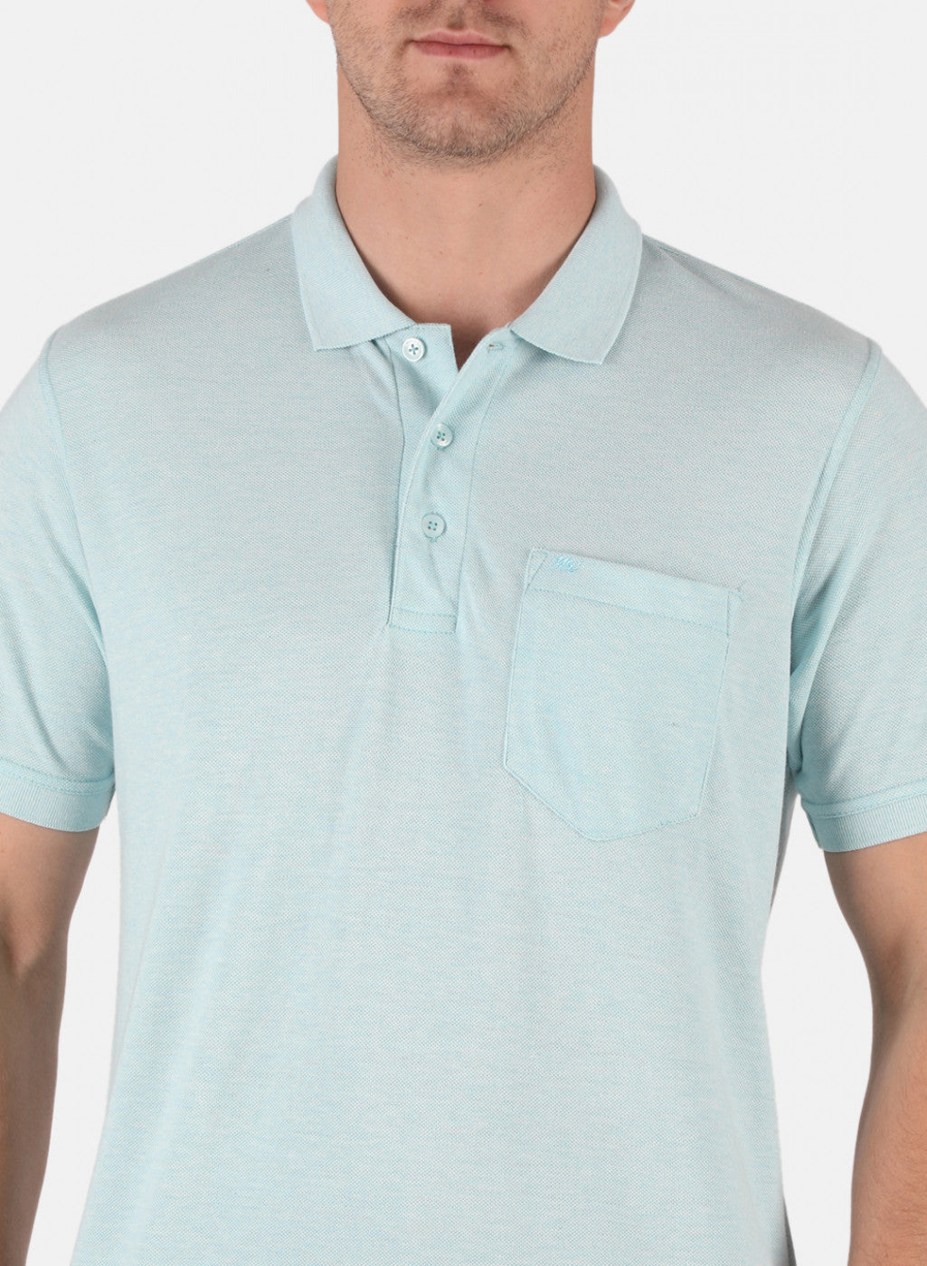 Men Aqua Blue Plain T-Shirt