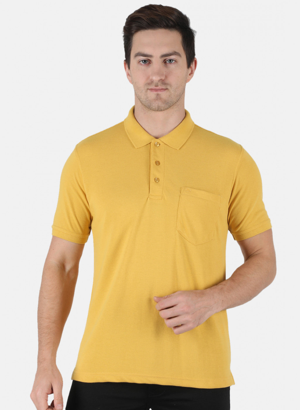 Men Mustard Plain T-Shirt