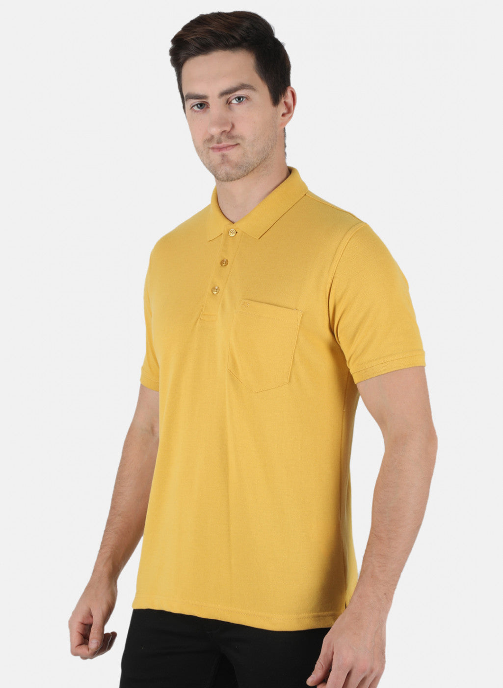 Men Mustard Plain T-Shirt