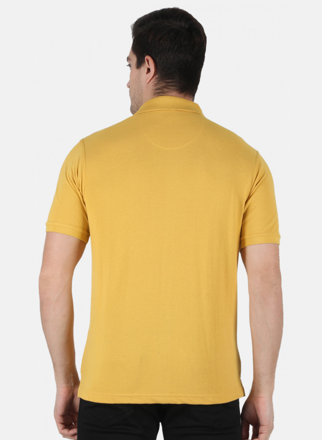 Men Mustard Plain T-Shirt