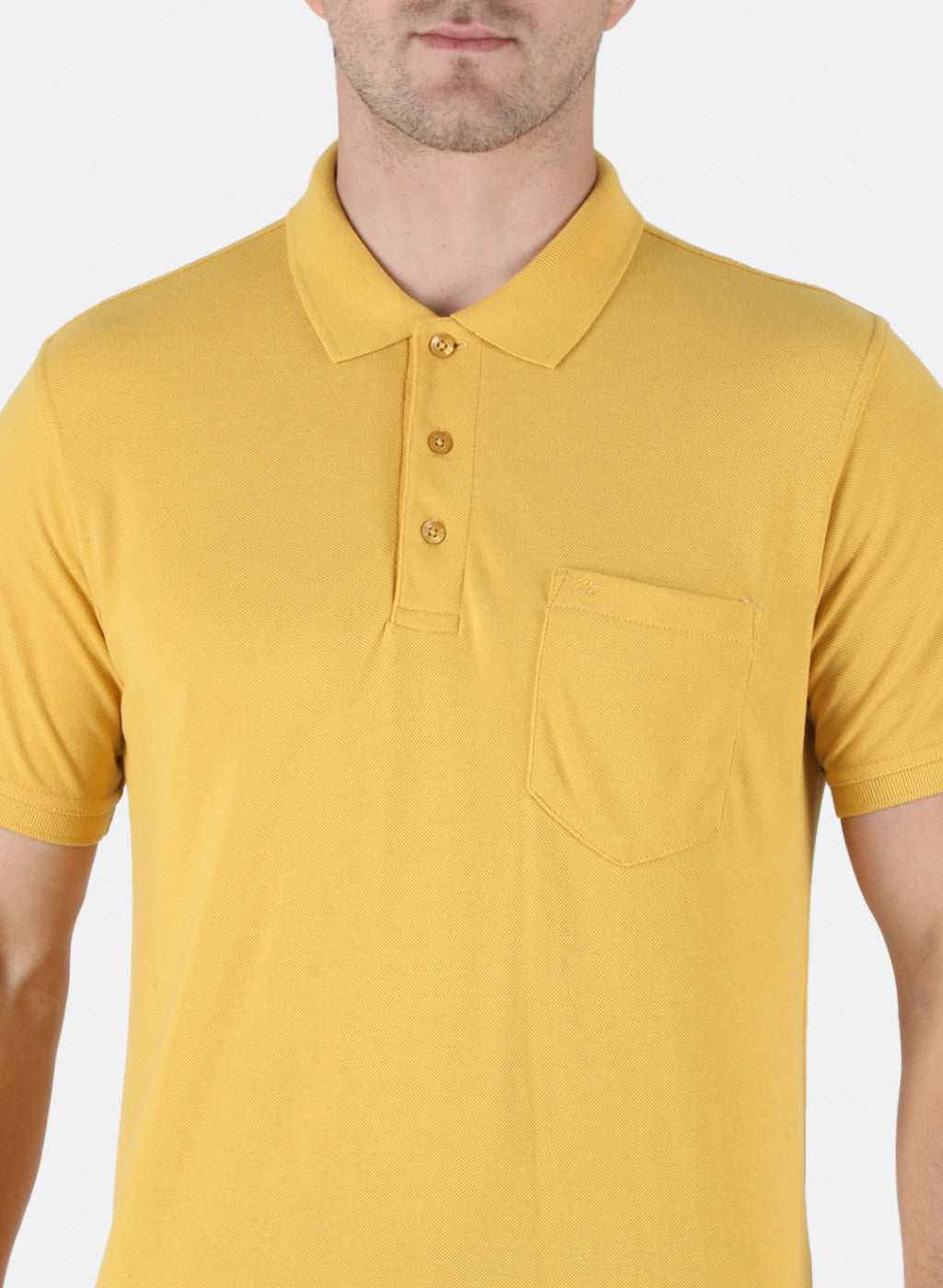 Men Mustard Plain T-Shirt