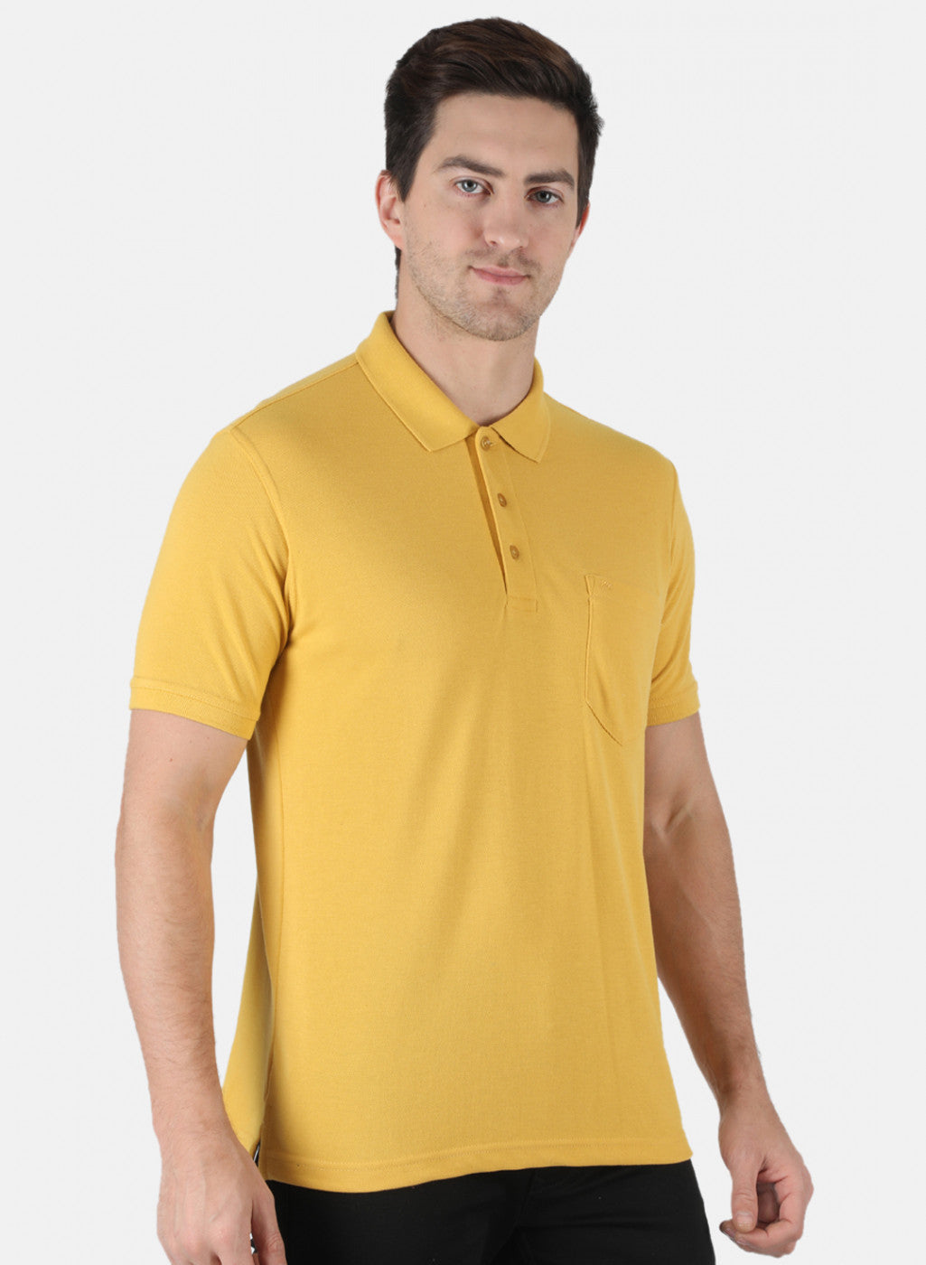 Men Mustard Plain T-Shirt