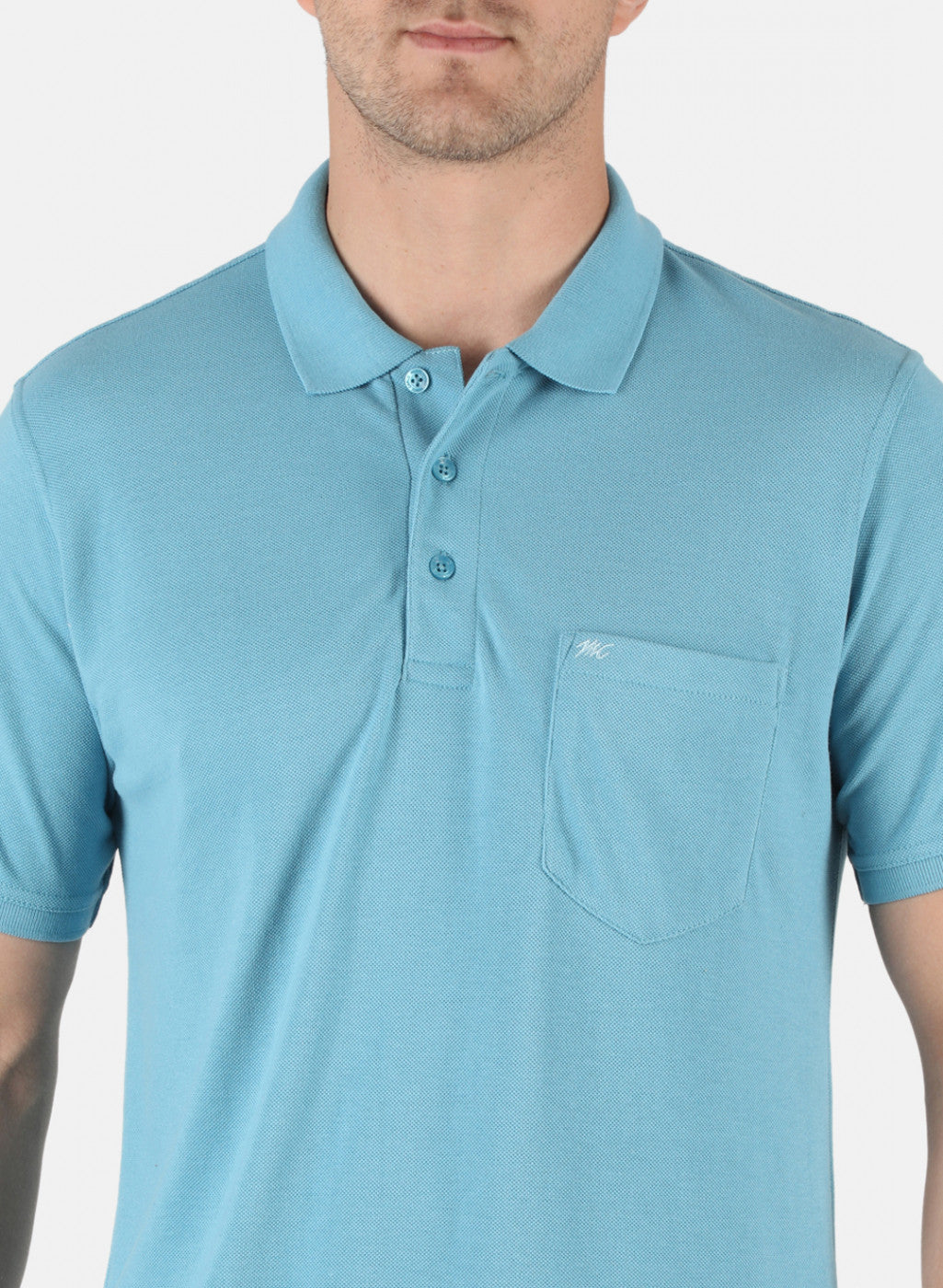 Men Sky Blue Plain T-Shirt