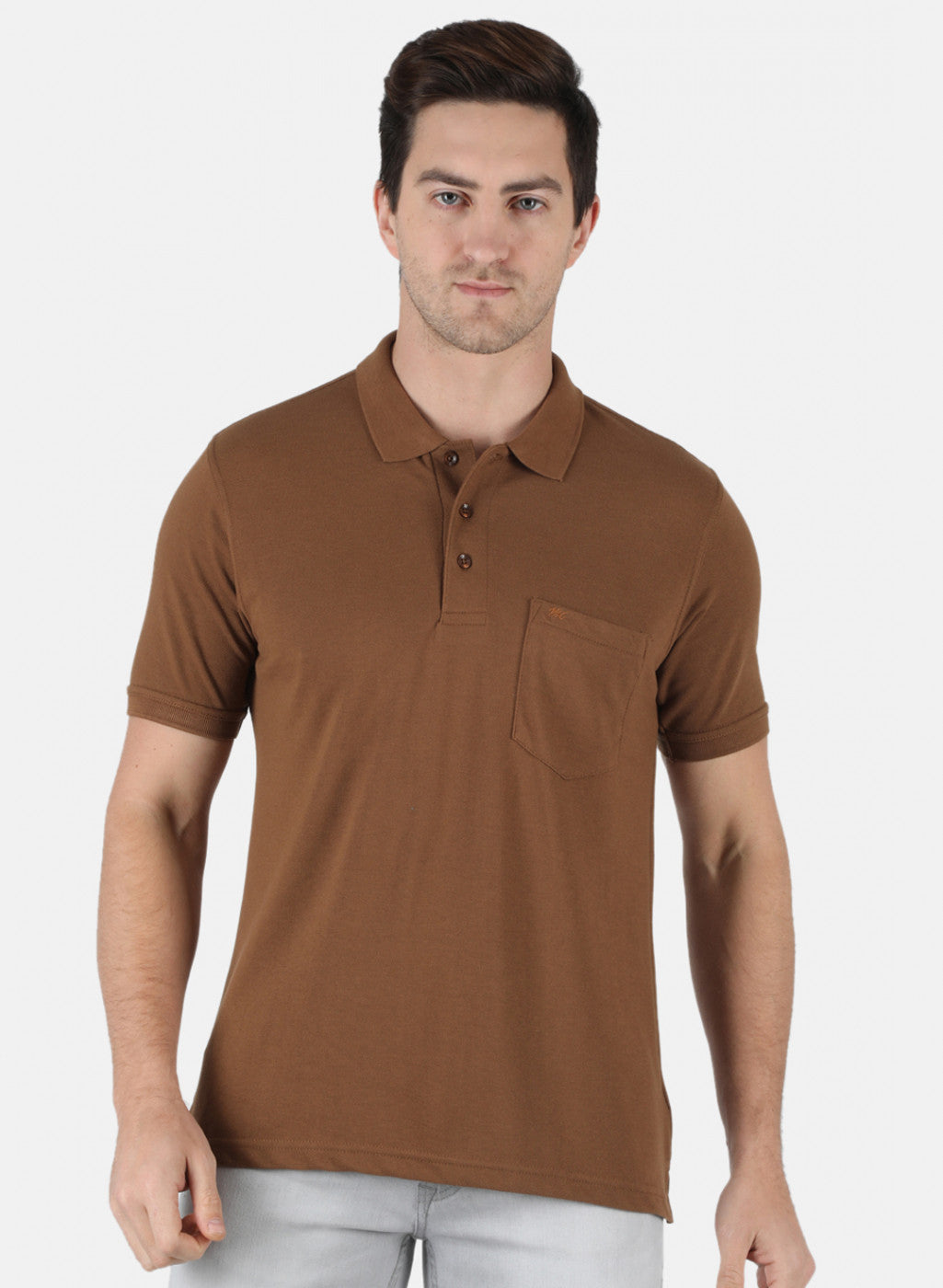 Men Brown Plain T-Shirt