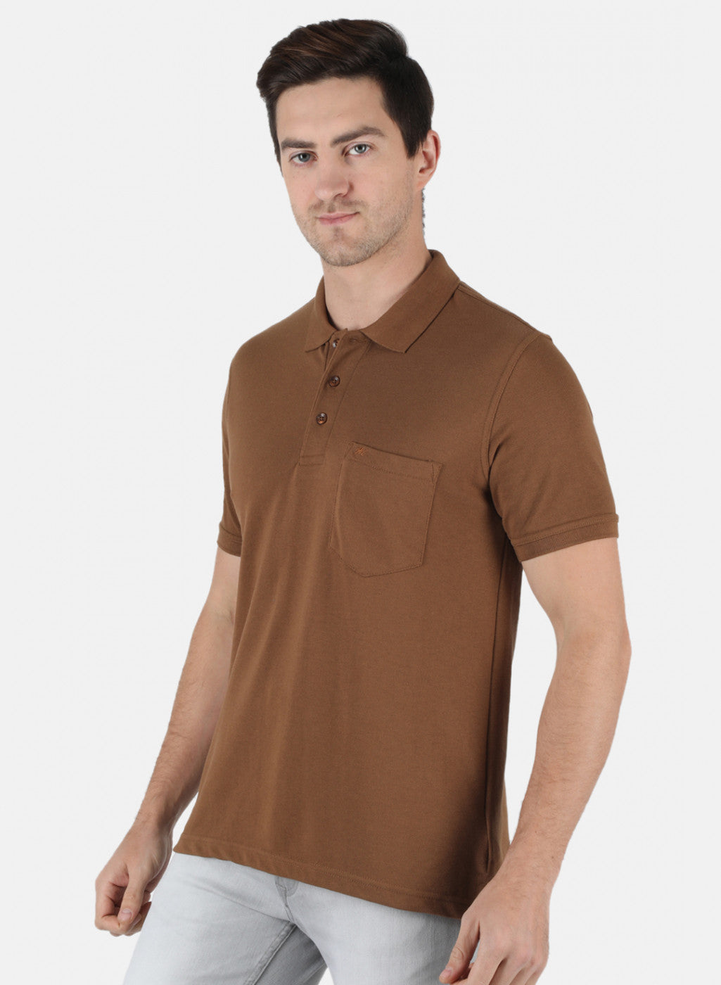 Men Brown Plain T-Shirt