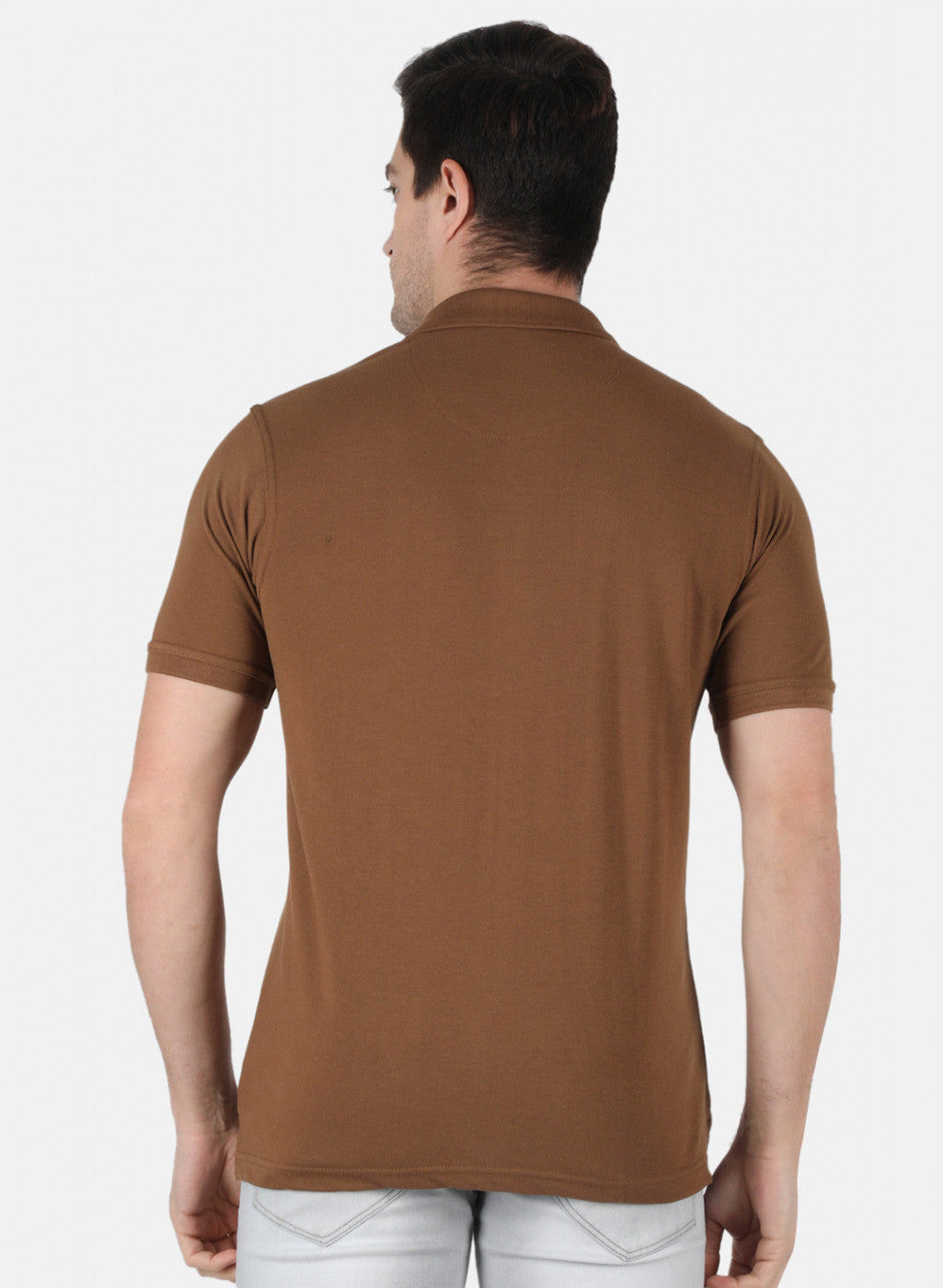 Men Brown Plain T-Shirt