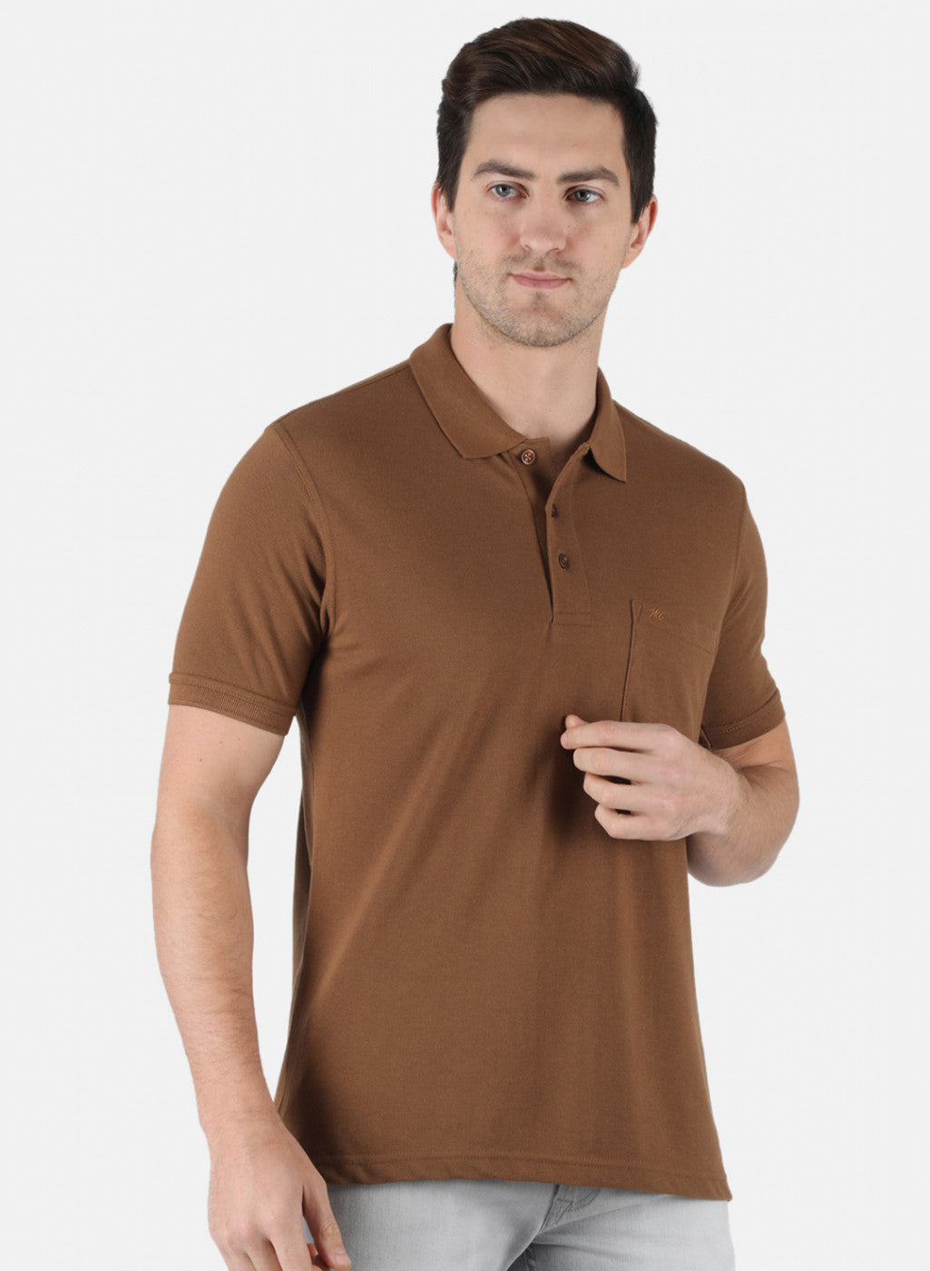 Men Brown Plain T-Shirt