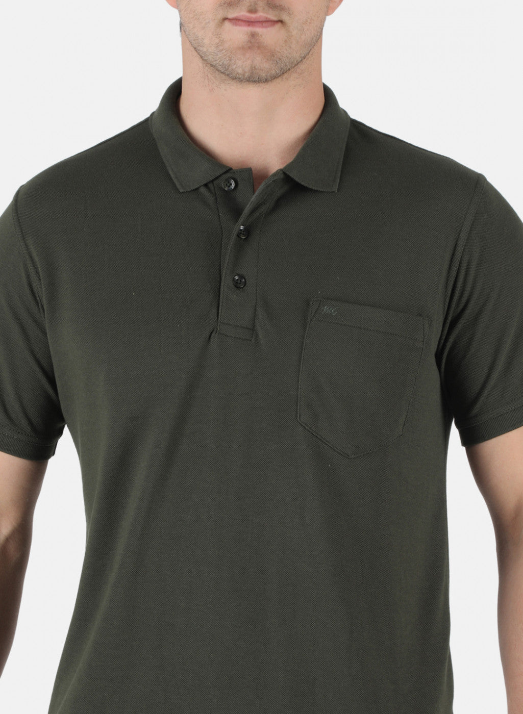 Men Olive Plain T-Shirt