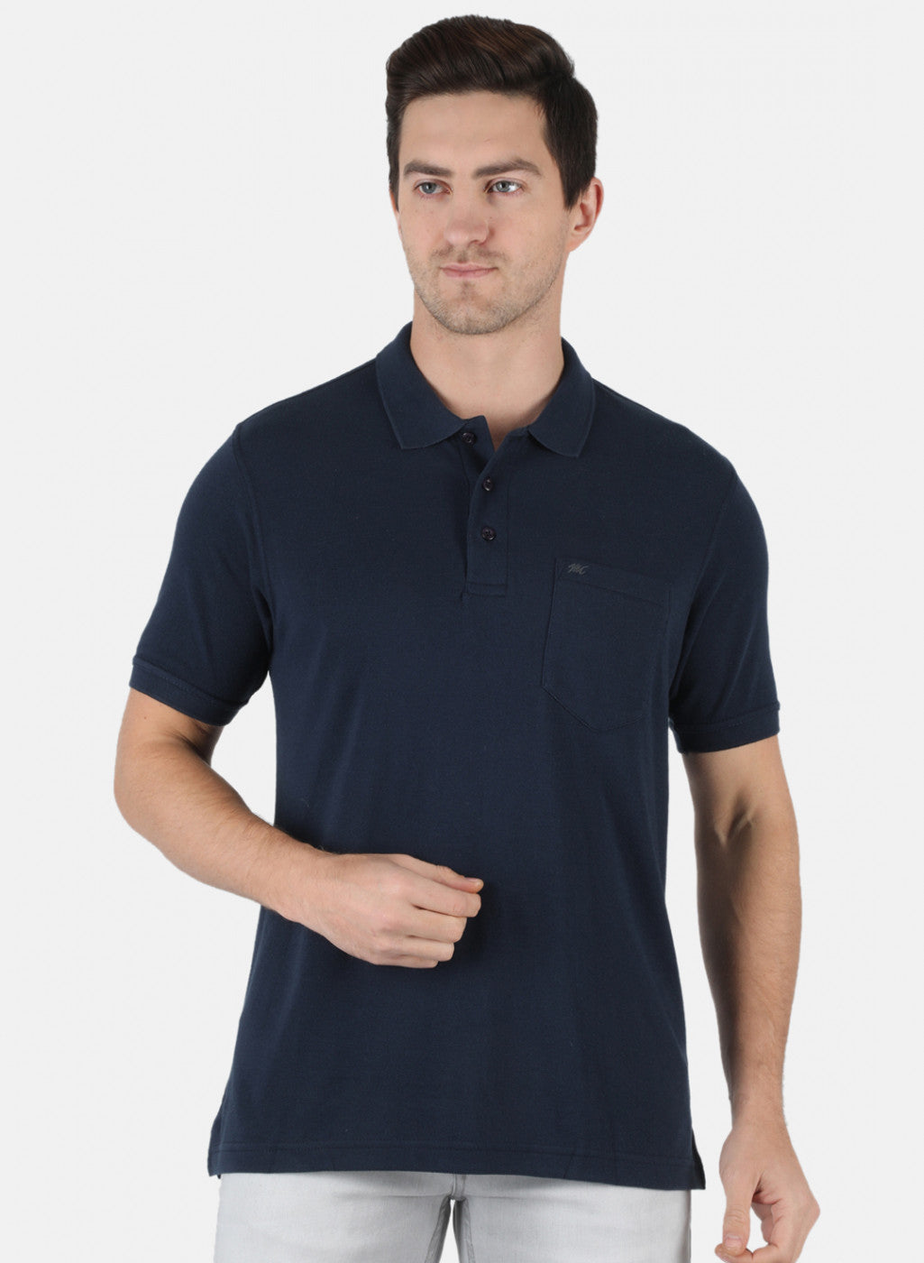 Men NAvy Blue Plain T-Shirt