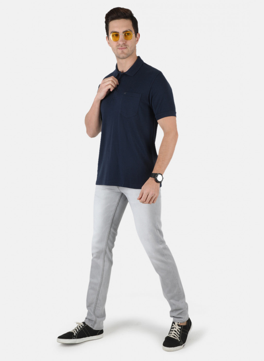 Men NAvy Blue Plain T-Shirt