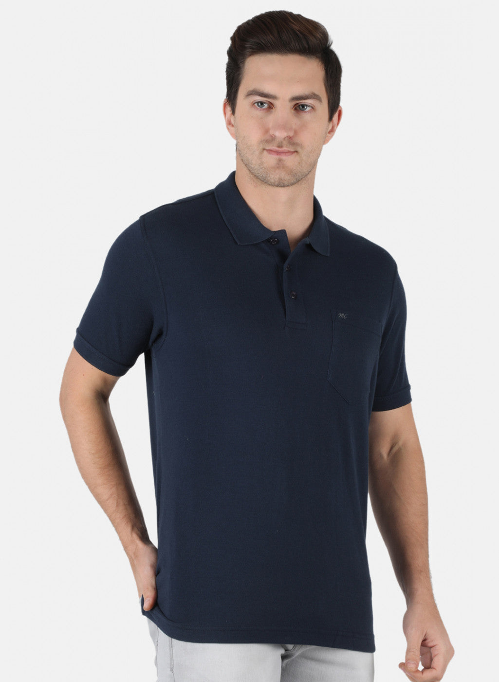 Men NAvy Blue Plain T-Shirt