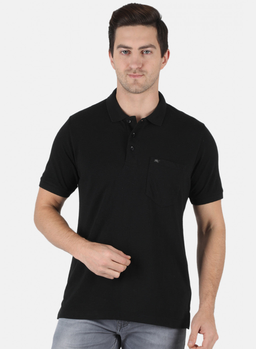 Men Black Plain T-Shirt