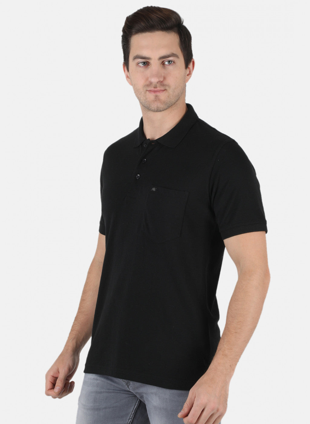 Men Black Plain T-Shirt