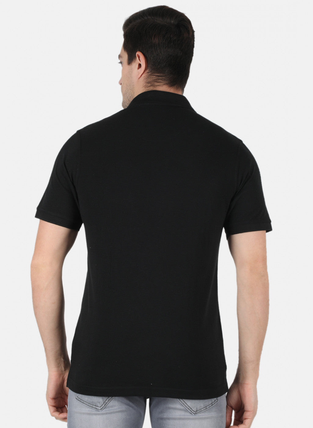 Men Black Plain T-Shirt