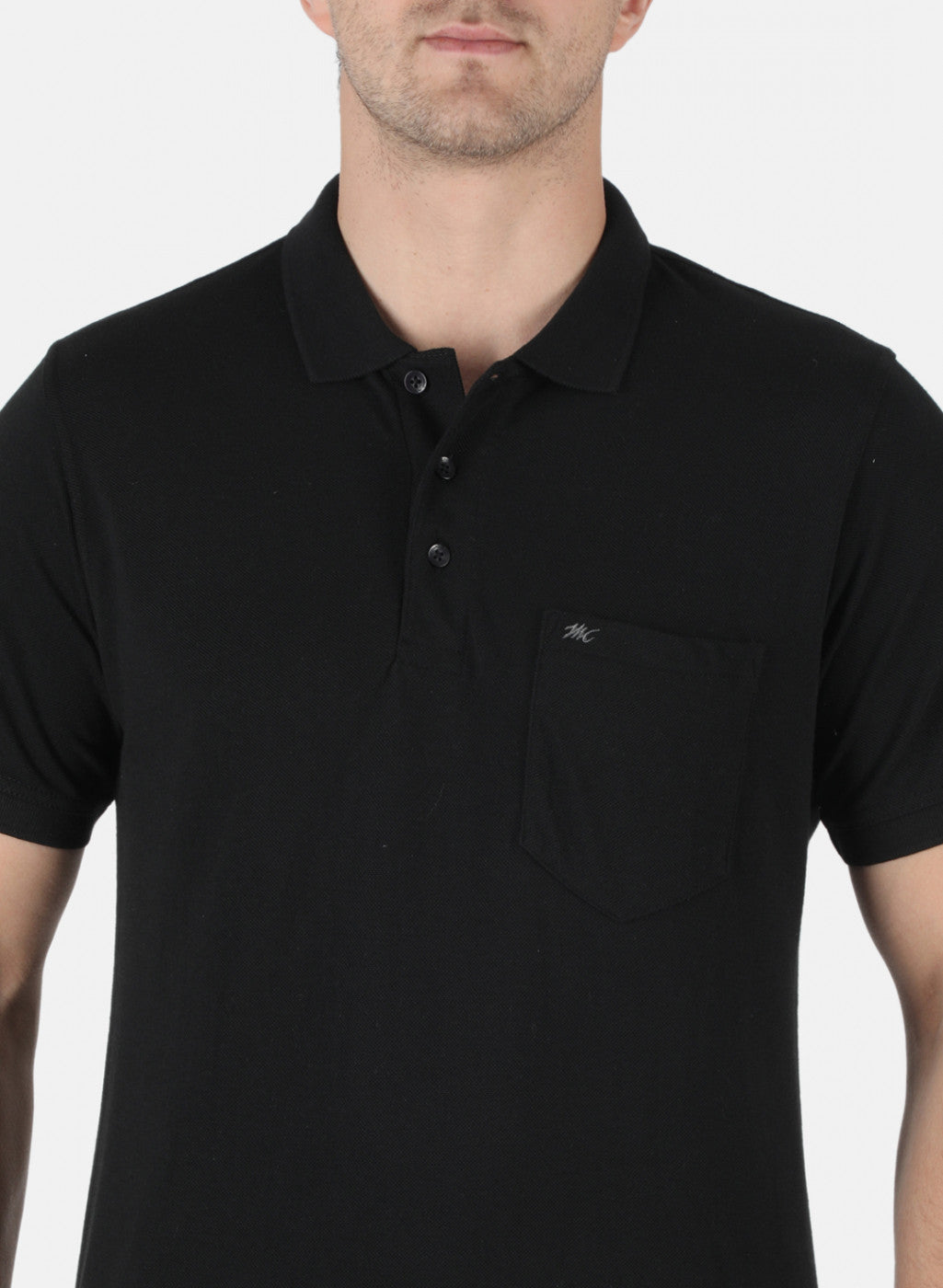 Men Black Plain T-Shirt