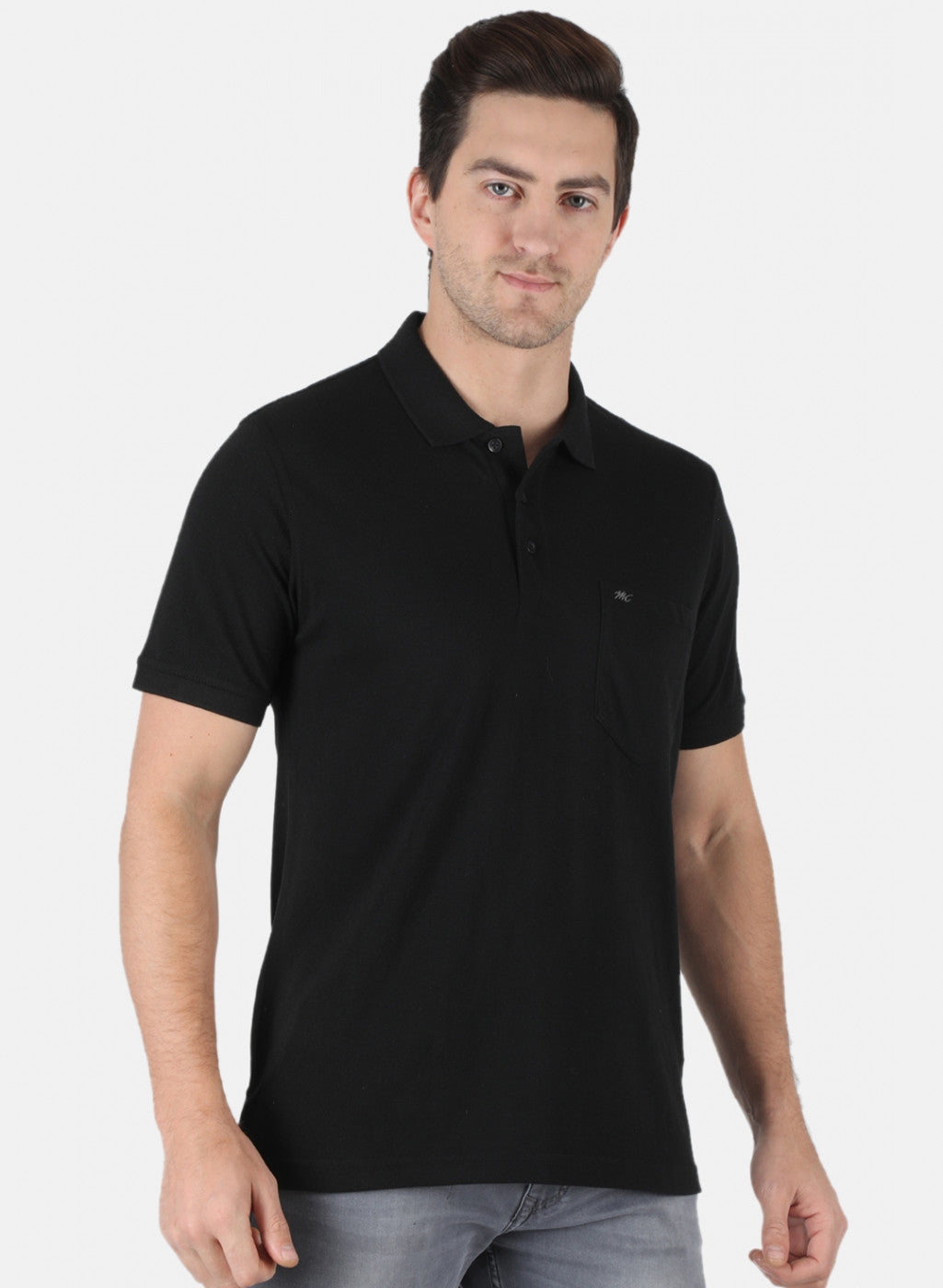 Men Black Plain T-Shirt