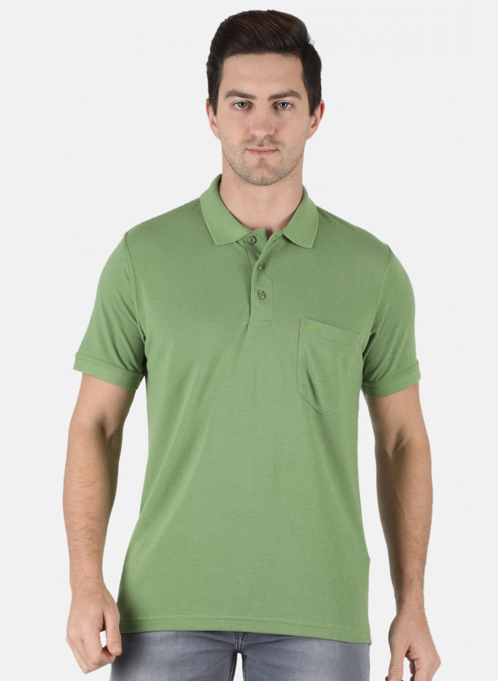 Men Green Plain T-Shirt