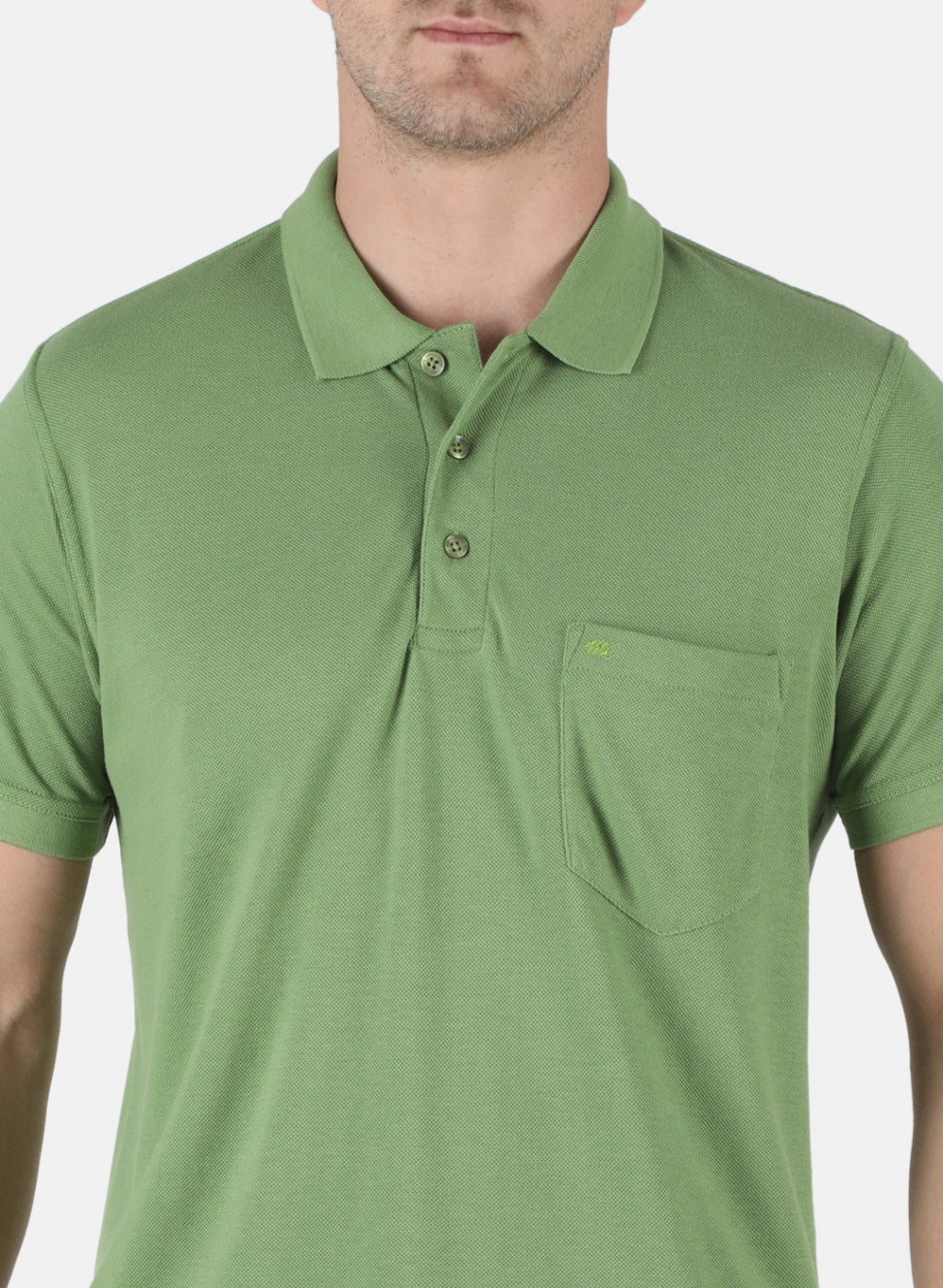 Men Green Plain T-Shirt