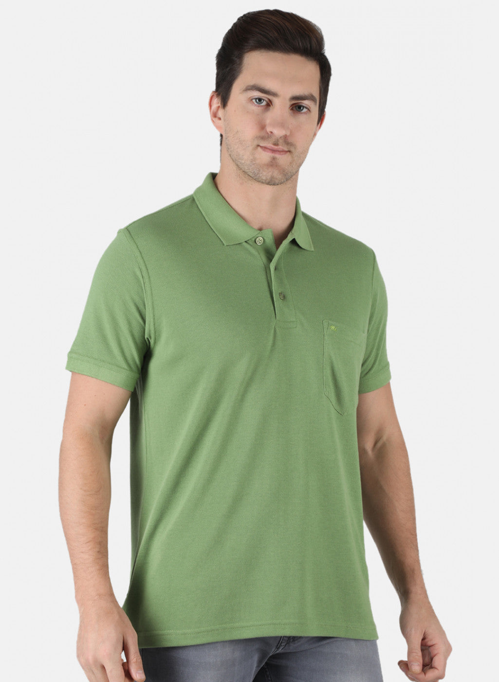 Men Green Plain T-Shirt